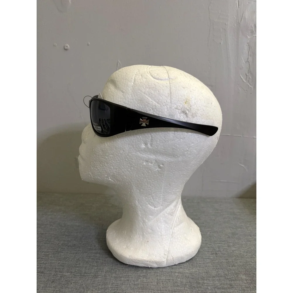 Choppers Sunglasses Mens OS Matte Black 8CP6776 Biker Wrap UV400 Cross Logo
